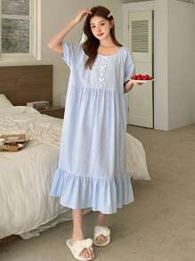 DAZY Camisón de mujer holgado a rayas, lindo y cómodo