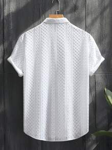 Manfinity Homme Camisa casual de manga corta con botones delanteros de unicolor para uso diario para hombres