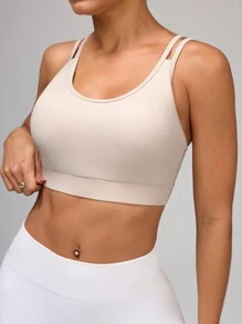Women Sports Yoga Bras, Adjustable - Beige - View 3