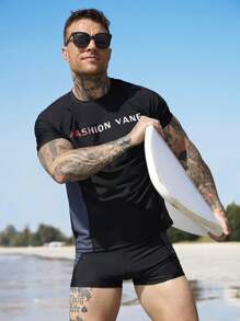 Manfinity Swimmode 2 pezzi/Set maglietta a maniche corte minimalista casual e pantaloncini, per uso quotidiano, da uomo