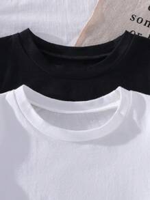 2 件套男宝宝情人节酷车印花舒适百搭圆领短袖 T 恤 - 黑色 - 查看 4
