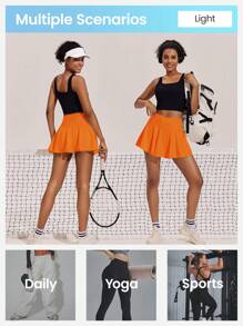 CourtClass Women Skirt With Undershorts Pockets Suitable For Badminton, Tennis, Yoga, Fitness, Running, Marathon Sports Athletic Skirt