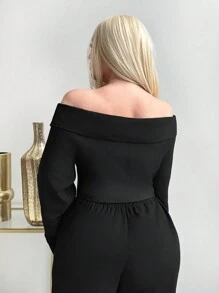 SHEIN SXY Áo khoác ngắn màu đen thanh lịch cỡ lớn dành cho nữ, phù hợp để mặc hàng ngày, đêm hẹn hò, sinh nhật, tiệc độc thân, thanh lịch, giản dị, mua sắm, dạo phố, đi chơi, dễ phối đồ và trông thon gọn, tôn lên vóc dáng, tôn dáng - màu đen - Xem 2