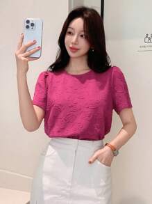 DAZY New Casual Versatile Women T-Shirt For Spring And Summer,Back To School Clothes - Purple - View 6