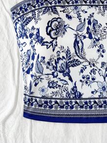 Soleia 女式复古蓝白图案短款吊带背心度假上衣、短款上衣、女士度假上衣、背心、女士西部装、女士夏季上衣、背心、情人节、狂欢节