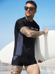 Manfinity Swimmode 2 pezzi/Set maglietta a maniche corte minimalista casual e pantaloncini, per uso quotidiano, da uomo