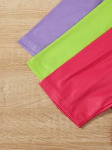 SHEIN Ensemble assorti de jeune fille comprenant un short à imprimé floral d'été, un t-shirt top casual à manches courtes et col rond, ainsi qu'un legging de couleur unie - Multicolore - Voir 6