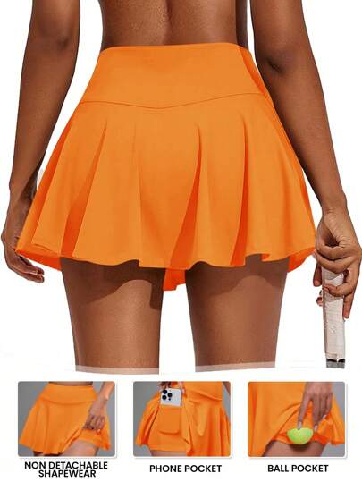 CourtClass Women Skirt With Undershorts Pockets Suitable For Badminton, Tennis, Yoga, Fitness, Running, Marathon Sports Athletic Skirt