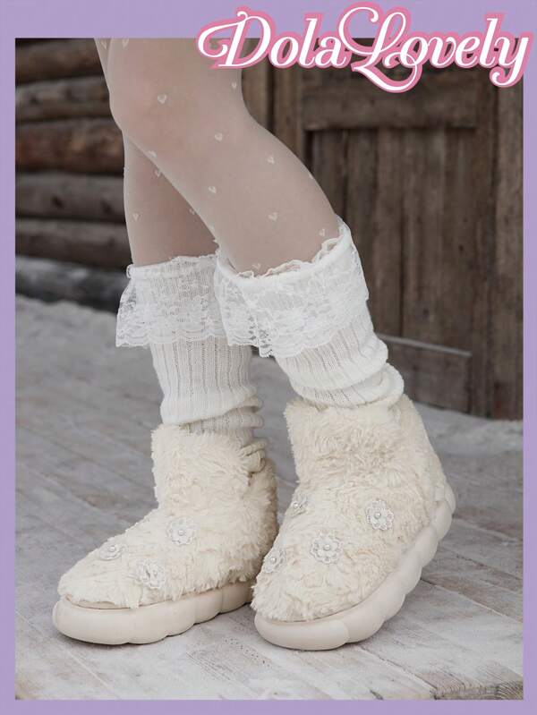 Dola Lovely Chinelos térmicos fechados com design de cacto de pelúcia, chinelos quentes para ambientes internos para mulheres, feriado de ano novo de outono/inverno