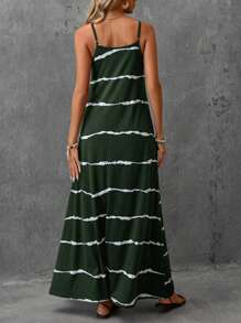 EMERY ROSE 女式春夏扎染条纹弹力针织休闲度假长款吊带裙