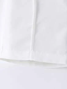 SHEIN Bộ đồ sơ mi tay ngắn nơ cho bé trai và quần short trắng có dây đeo. Dễ dàng thay đồ và mặc đồ nhanh chóng, giúp cha mẹ không phải bận tâm - trắng - Xem 4
