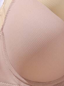 4pcs Set Women's Minimalist Solid Color Gather Front Closure Adjustable Shaping With Wire Bras - Multicolor - View 5