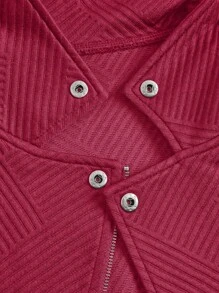 SHEIN LUNE Chaqueta de motocicleta casual con cremallera y textura de tela, con solapa