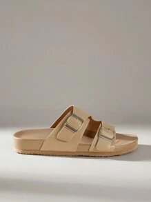 Solecia Sandalias planas de mujer con cordones y punta abierta, color marrón, para primavera/verano