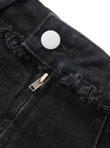 FRIFUL Falda vaquera plisada de unicolor, estilo casual de calle para mujer, falda de jeans de verano - Azul - Ver 3
