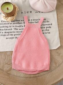 Baby Girl Letter Graphic Sleeveless Casual Sweater - Watermelon Pink - View 2