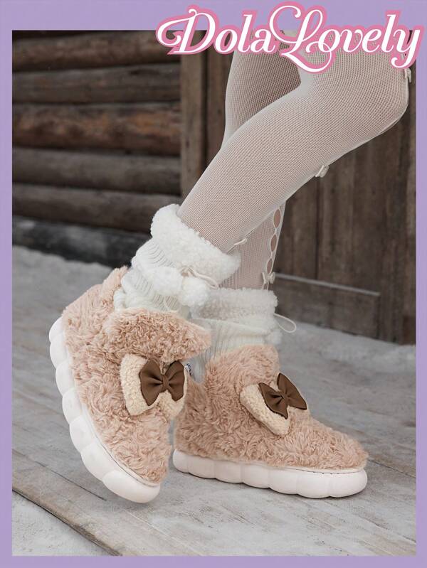 Dola Lovely صندل نساء منزلي مبطن دافئ وسميك مع نقشة الكاكتوس الجذابة مغلق من الأمام، موسمي شتوي جديد لعيد السنة