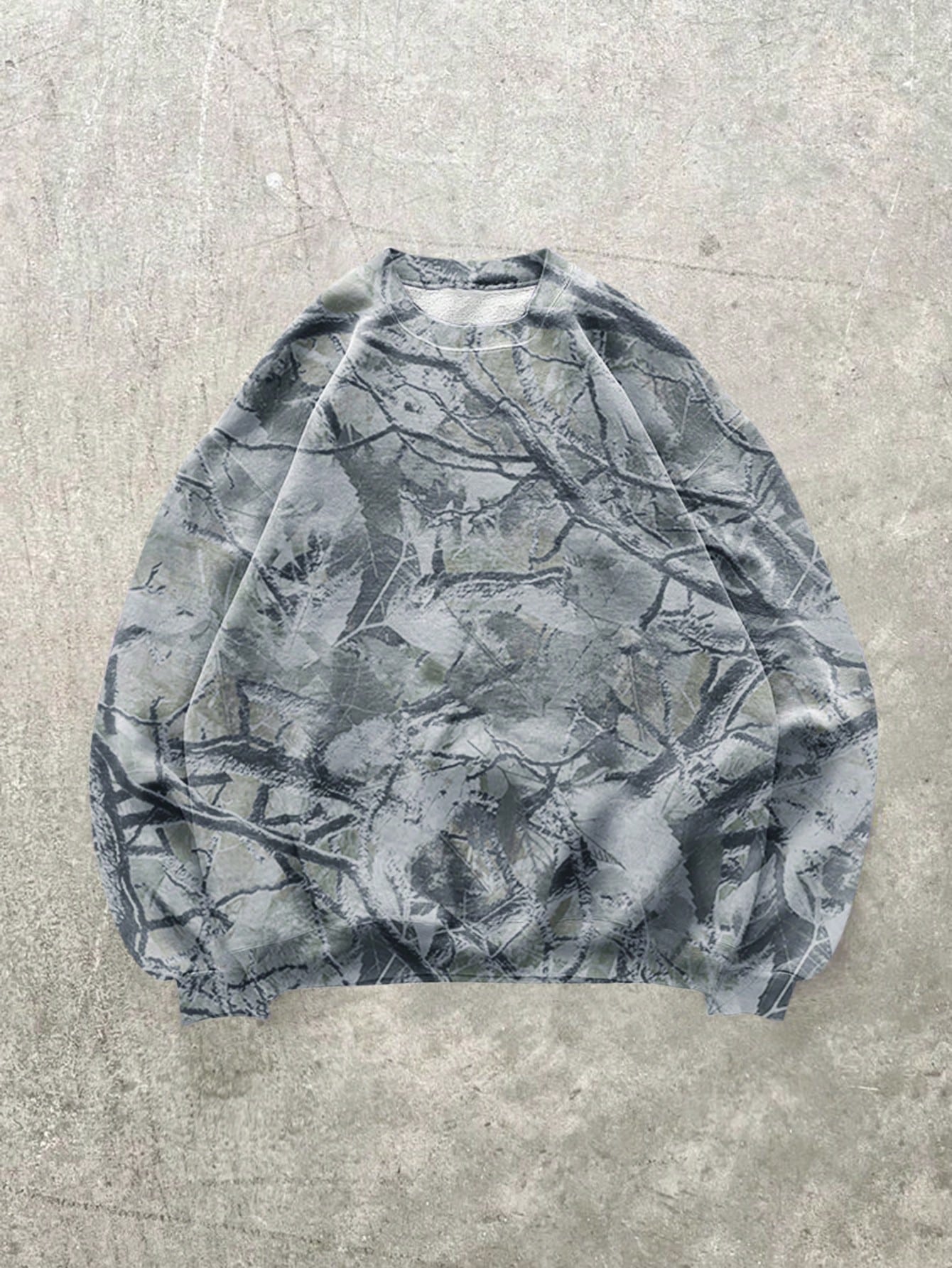 Men's Tree Branch Print Crew Neck Long Sleeve Casual Sweatshirt, Autumn/Winter