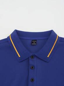 Manfinity Homme Men's Solid Color POLO Shirt, Simple Casual Wear For Daily - Royal Blue - View 7