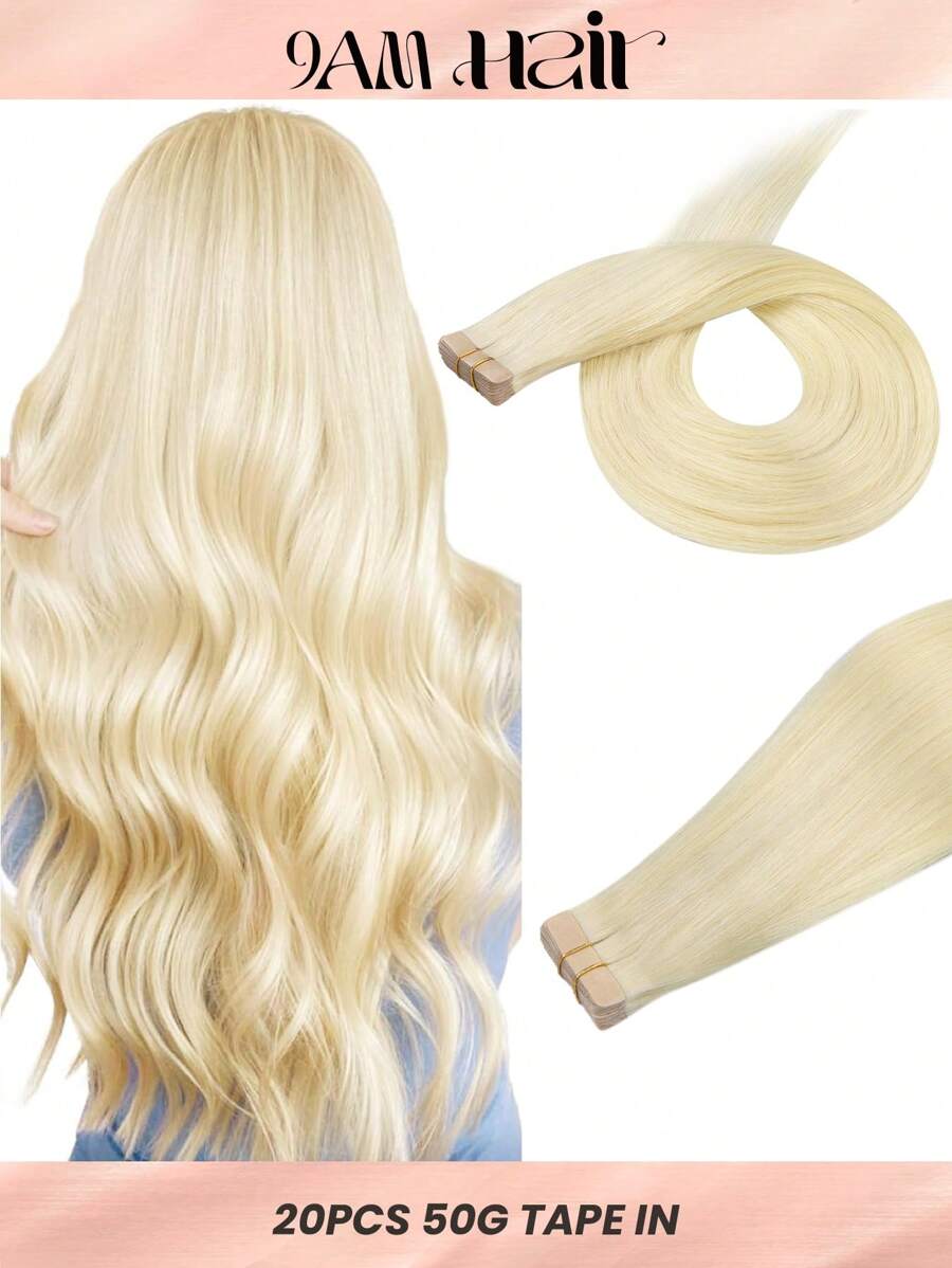20PCS Straight Tape In Human Hair Extensions 100% Real Remy Human Hair 14-24inches Natural High Quality 50G/Pack For Salon Silky Seamless Invisible PU Tape In Hair Extensions Halloween Costumes