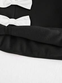 Cozy Pixies 年轻女孩时尚 3D 蝴蝶结点缀圆领落肩套头连帽衫 - 黑色 - 查看 9