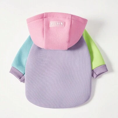  1pc PETSIN Pet Dog Hoodie Sweatshirt, Colorblock Raglan Sleeve Design, Multi-Color: Pink, Purple, Blue, Green