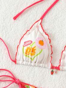 Swim Mod Summer New Fruit Patterned Halter Neck Cute Women Bikini Set - Multicolor - View 4