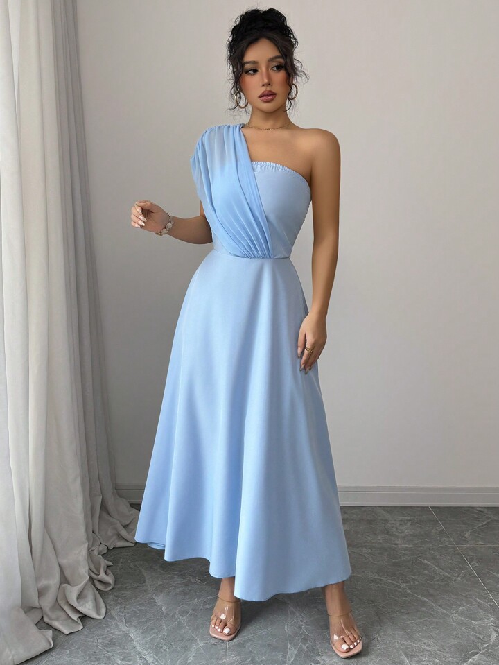 Rafferiza ストラップレス パッチワーク シフォン ウエスト