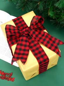 1/2/3 Roll 5Cm*5M Wired Edge Red And White Plaid Ribbon Bow, Burlap Ribbon Farmhouse DIY Gift Packaging, Craft Packaging, Bouquet Binding, Bow Garland Tree Decoration, Suitable For Weddings, Parties, Birthday Decorations, Gift Packaging