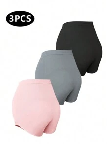 3pcs/Set Maternity Solid Color Simple Fitted Casual Underwear - Multicolor - View 3