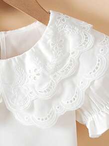 SHEIN Camicia elegante da ragazza con colletto jacquard a due strati, maniche a palloncino, tinta unita, stile principessa, adatta per vacanze, viaggi, scuola, feste, regali di compleanno, estate