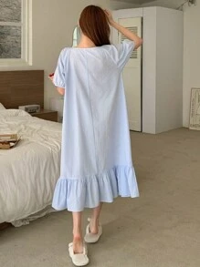 DAZY Camisón de mujer holgado a rayas, lindo y cómodo