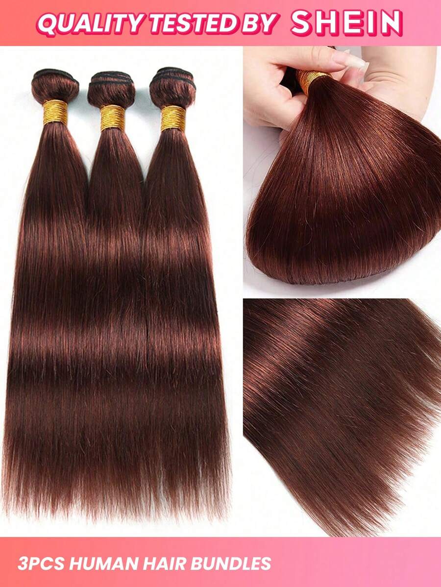 3Pcs Reddish Bundles Human Hair Straight Brown Copper Red Remy Bundles Reddish Brown 35# Bundles for