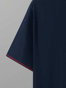 Manfinity Homme 男士休闲老鹰刺绣短袖 Polo 衫，办公室通勤装