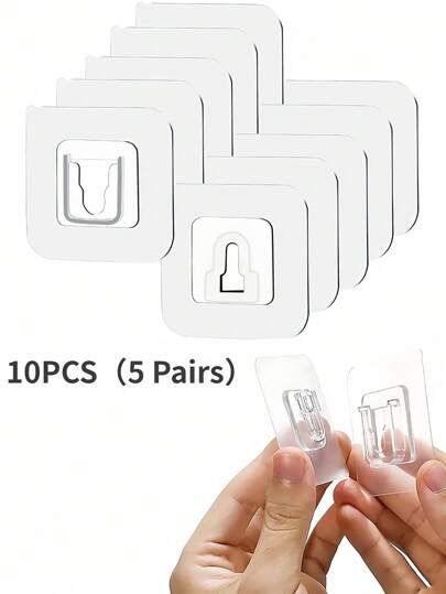 10/5 pares de ganchos magnéticos multiusos sin marcas, montaje en pared sin taladrar y súper adherente para enchufes, enrutadores, almacenamiento, apto para cocina, baño, dormitorio, sala de estar, dormitorio, oficina, escuela, decoración del hogar