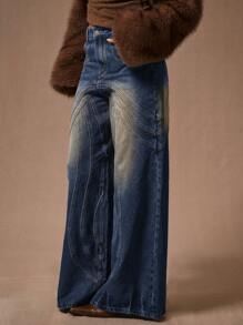 MUSERA 拼接宽松牛仔裤，90年代春季可爱夏日