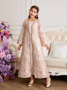 SHEIN Tween Girl Elegant Robe Girl's Long Robe Jacket (Mommy And Me Matching Outfits, 2 Sets Sold Separately) - Baby Pink - View 4