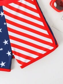 SHEIN Unga flickor Brevtryck Minimalistisk stil Bikinitopp och botten Badkläder Set - Röd - Visa 4