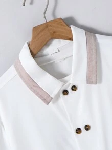 2pcs/Set Kids Tween Boys Casual Conservative Collared Button-Up Short Sleeve Loose Shirt & Woven Shorts Gentlemanly Outfit Set