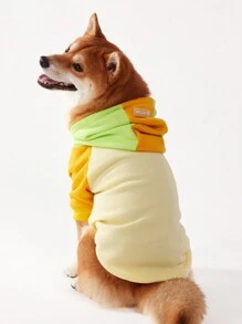PETSIN 1 pièce sweat-shirt à capuche décontracté pour chien de compagnie avec design blocs de couleurs, jaune clair, jaune terre, vert fluorescent