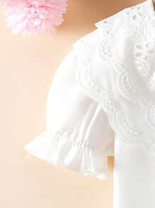 SHEIN Camicia elegante da ragazza con colletto jacquard a due strati, maniche a palloncino, tinta unita, stile principessa, adatta per vacanze, viaggi, scuola, feste, regali di compleanno, estate
