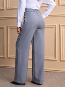 RueChic Urban Style Wool-Look Comfort Waist Seam Stitched Loose Fit Trousers