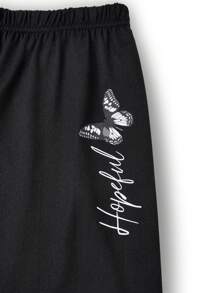 SHEIN 2pcs/Set Teen Girls Stylish Street Portrait & Letter Print Loose Round Neck Short Sleeve T-Shirt And Shorts Suit, Suitable For Casual Sports