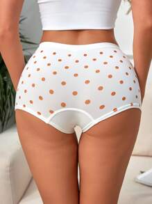 Light Brown Polka Dot Print Bow Decor Hipster Panty