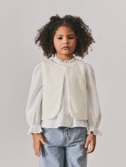 Maija Kids Maija Kids 适合秋冬季的年轻女孩休闲毛绒无袖背心/夹克