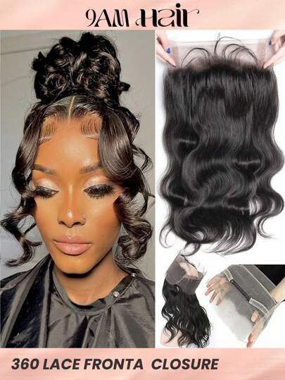 360 Lace Frontal Closure Body Wave Ear To Ear Frontal Transparent Lace 100% Remy Human Hair 360 Transparent Lace Frontal 180% Density Natural Color