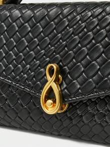 MOTF PREMIUM WOMEN'S FASHION SIMPLE CROCODILE EMBOSSED SQUARE TOP HANDLE BAG - Black - View 5