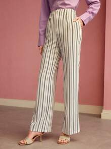 MOTF PREMIUM Pantalones acampanados con bolsillo sesgado a rayas