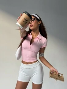Dewbera Camiseta polo deportiva de mujer de unicolor, simple y elegante para uso casual diario