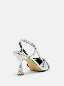 CUCCOO BIZCHIC 时尚性感高跟鞋，配金属交叉带 - 銀色 - 查看 8